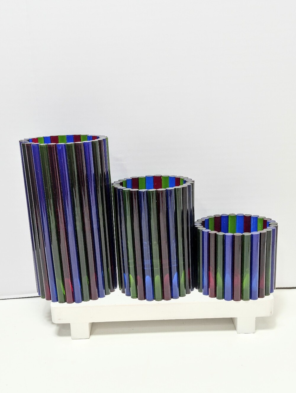 Van Horn Hayward MCM Lucite Rod Pillar Candle Holders Set Of 3